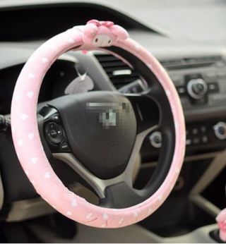 Finex Pink White My Melody Polka Dot Auto Car Steering Wheel Cover Accessories