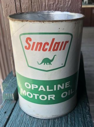 Vintage Sinclair Opaline Motor Oil Can Top Missing Very Ships In Usa