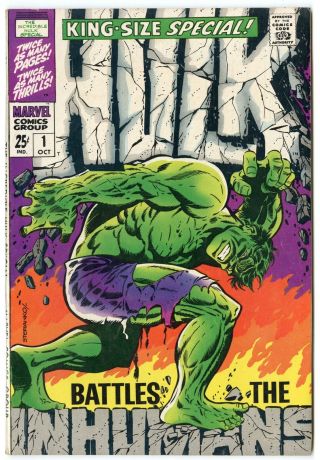 Hulk Annual 1 Vf/nm 9.  0 Ow/white Pages Vs.  Inhumans Marvel 1968