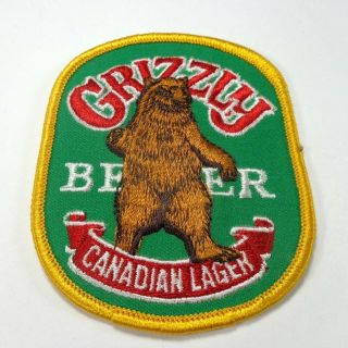 Grizzly Bear Canadian Lager Beer 3.  75 " Cloth Patch Breweriana