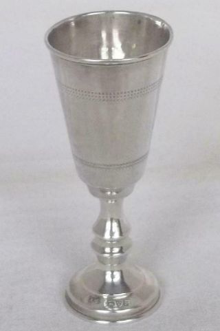 An Antique Solid Sterling Silver Judaica Kiddush Wine Cup Goblet Chester 1919.