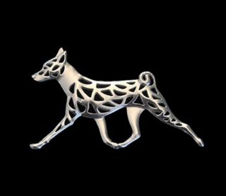 Basenji Running Dog Brooch Or Pin - Fashion Jewellery Silver Plated,  Stud Back