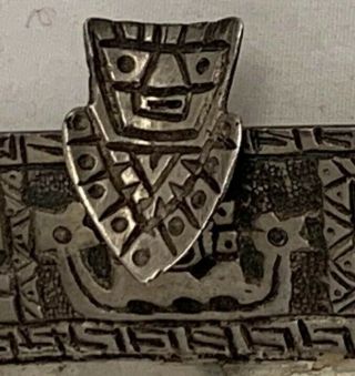 Old Peru Sterling Silver Ashtray Raised Mayan Llama & Herder 3 1/4 