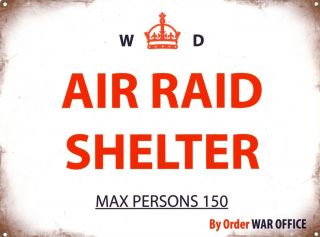 Tin Sign Shelter Air Raid 40x30cm