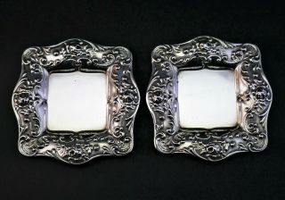 Exquisite Pair American Gorham Sterling Silver Butter Dishes,  Rose Design 323
