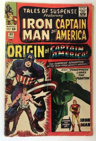 Tales Of Suspense 63 Marvel Comics 1965 Origin Of Captain America By Jack Kirby