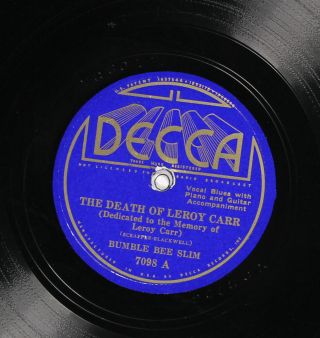 Bumble Bee Slim Decca 7098 V,  Pre War Blues 78