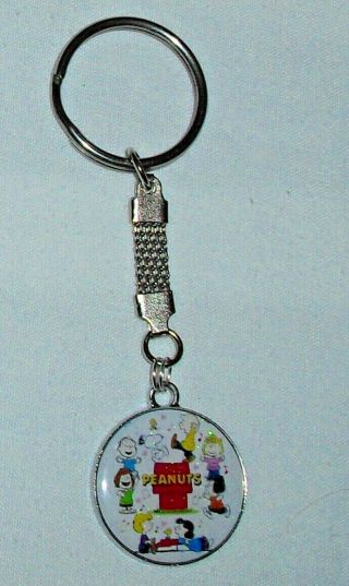 Snoopy Peanuts Silver Tone Keychain Stainless Steel Key Ring Made In The Usa