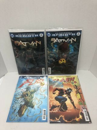 Batman 21,  22 And Flash 21,  22 The Button.  Lenticular Covers