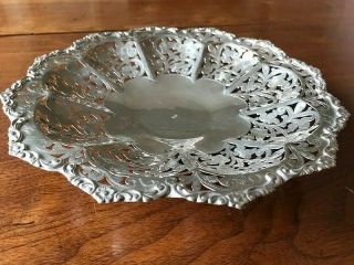 Large Floral Ornate European Marked 800 Silver Etched Pierced Footed Center Bowl