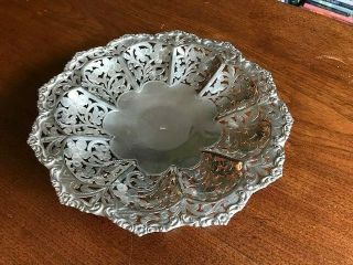 Large Floral Ornate European Marked 800 Silver Etched Pierced Footed Center Bowl 2
