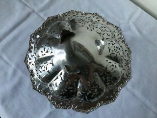 Large Floral Ornate European Marked 800 Silver Etched Pierced Footed Center Bowl 4