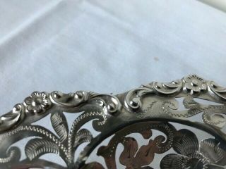 Large Floral Ornate European Marked 800 Silver Etched Pierced Footed Center Bowl 8
