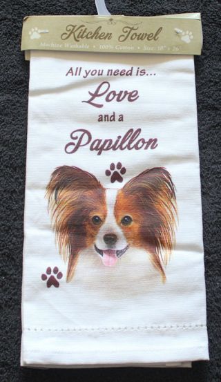 Papillon Dog Breed Cotton Kitchen Dish Towel