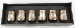 Vintage Matching Set Of 6 Small Sterling Silver Salt / Pepper Shakers.