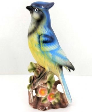 Norleans Japan Blue Jay Bird Vintage Ceramic Figurine 9 1/2 " H