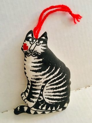 Cute Vintage Kliban Cat Stuffed Ornament Handmade 5”