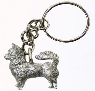 Chihuahua Dog Keychain Keyring Harris Pewter Made Usa Key Chain Ring Long Hair