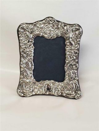 Fancy English Sterling Silver London Repousse Photo Picture Frame 9 " X 7 "