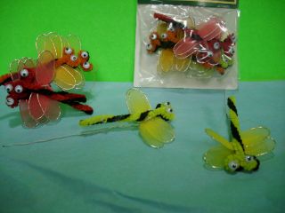 Tulle 18 Chenille Pipe Cleaner Dragon Fly Package Tie - On Decorations Vintage Sty