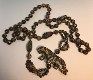 Unique Leopard Big Cat Pendant 32” Beaded Necklace