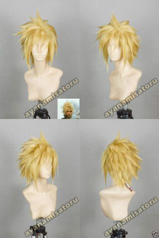 Final Fantasy Vii Cloud Strife Golden Blonde Ff7 Anime Cosplay Wig,  Wig Cap
