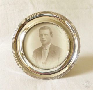 Good Quality Antique Early 20th Century Circular Silver Photo Frame B’ham 1912