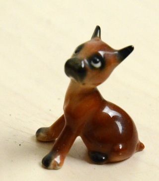 Vintage Miniature Bone Boxer Puppy Dog Figurine Hagen - Renaker Figure