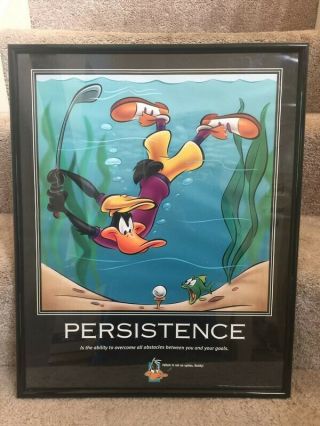 Very Rare 1998 Looney Tunes Daffy Duck Persistence Inspirational Poster