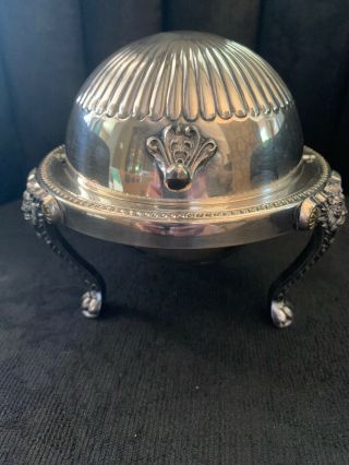 Vintage Silver Plate Butter Dome Dish - B Rogers Silver Co 273 - 1883