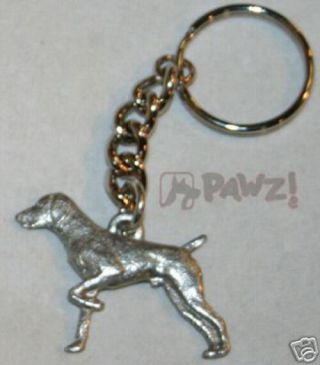 German Pointer Shorthair Dog Fine Pewter Keychain Key Chain Ring