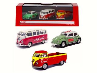 Volkswagen Coca - Cola 3 Piece Gift Set 1:72 Die - Cast Car Models