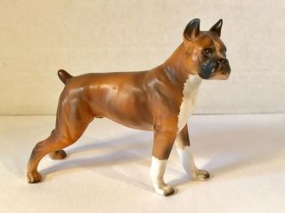 Fine Vintage Hand - Painted Bisque Boxer Dog Figurine 6 1/4 " L X 2 " D X 5 1/4 " H