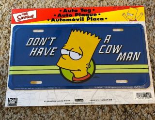 The Simpsons Metal License Plate.  Don’t Have A Cow Man (sh15)