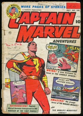 Captain Marvel Adventures 146 Fr/gd 1.  8 Ow Pages Fawcett Publication