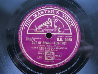CLASSIC GLENN MILLER 78 RPM IN THE MOOD / OUT OF SPACE HMV B.  D.  5565 UK P&P 3