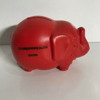 Red Elephant Vintage Commonwealth Bank Money Box Collectable Cba