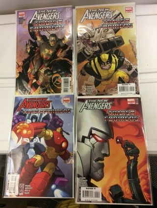 The Avengers Transformers Marvel Comic Book Set Series Of 4 Near -