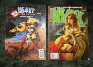 Set Of 2 Heavy Metal Adult Illustrated Fantasy Magazines - June 1996 & May 2005