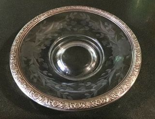 Vintage Rare Prelude International Sterling Silver Etched Nut Candy Dish