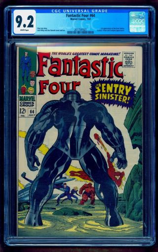 Fantastic Four 64 Cgc 9.  2 White Pages 1st Kree Sentry See Our Ff 48 49 50