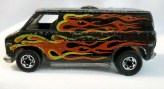 Vintage 1974 Hot Wheels Van Black With Flames Hong Kong Blackwalls Good