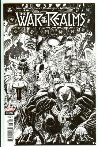 War Of The Realms 4 1:200 Art Adams Black White Variant Marvel Comic 2019 9.  2