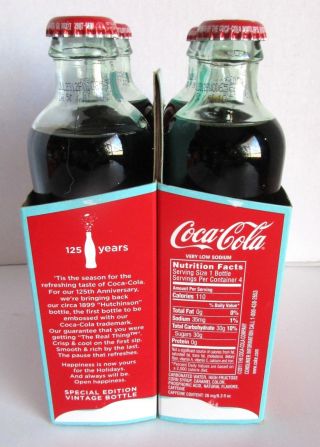Coca Cola Hutchinson Bottle Reissue 2011 4 Pk Carton 125 Anniv Special Ed Santa 5