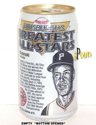 Pittsburgh Pirates Man Cave All - Star Bill Mazeroski Baseball Beer Can Iron City