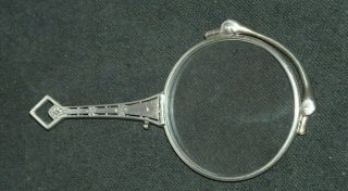Antique Sterling Silver Lorgnette Folding Eyeglasses On Sterling Silver Chain