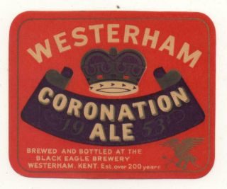 Old Beer Label/s - Uk - Black Eagle Brewery - 1953 Coronation - 54mm Tall