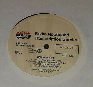 Golden Earring Radio Nederland Transcription Lp W/ Herman Brood Wild Romance