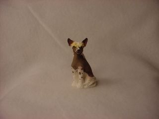 Chinese Crested Dog Figurine Resin Hand Painted Miniature Small Mini Collectible