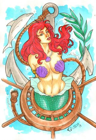 Princess Ariel 2 Sexy Color Pinup Art - Page By Ed Silva